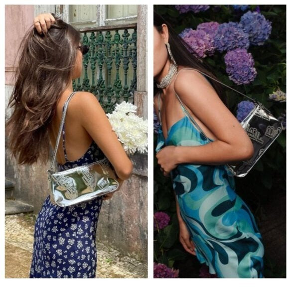 BY FAR Dulce Logo Mini Shoulder Bag in Metallic Silver