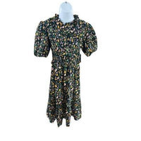 Hyacinth House | NEW Black Multi Floral Smocked Samantha Midi Dress Size L