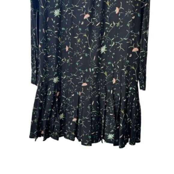 Tuckernuck NEW Campden Vine Tate Black Long Sleeve Pleated Mini Dress Size XXS