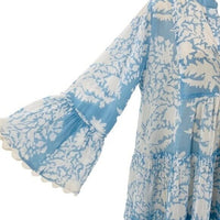 Juliet Dunn NEW Pastel Blue Palladio Flared Sleeve Mini Dress Blue White Size S