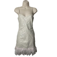 LAMARQUE | NWT Abella Leather feather Party Mini Dress in Bone Ivory Size XXS