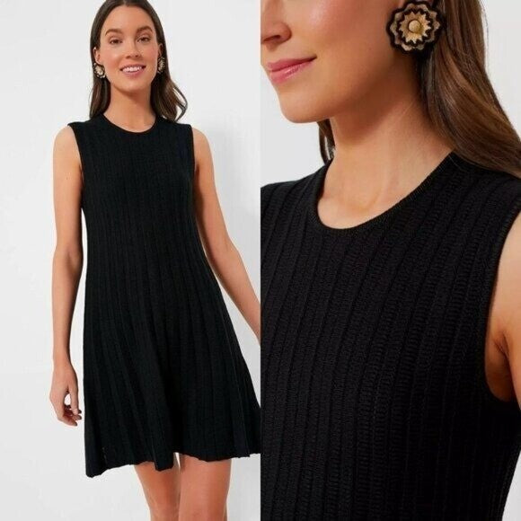Pomander Place NEW Black Knit Adi Sleeveless A Line Classic Mini Dress Size L