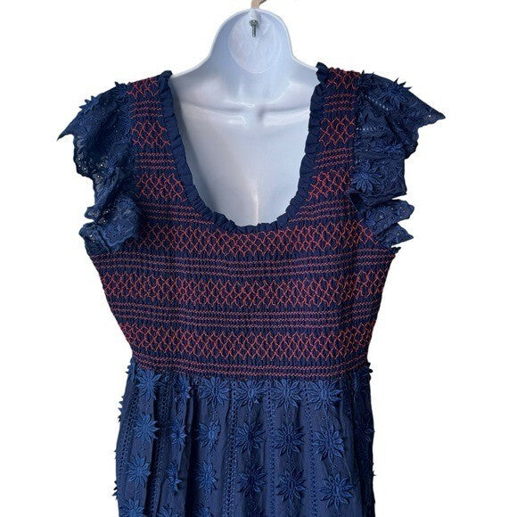 Tuckernuck NEW Navy Lace Mallie Embroidered Scoop Neck Maxi Dress Size XXL