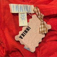 INNIKA CHOO Poinciana Red Organdy Puff Sleeve Scalloped Layer Mini Dress Size S