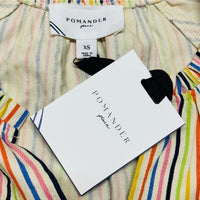 Pomander Place NEW Rainbow Stripe Finley Flutter Sleeve Colorful Mini Dress XS
