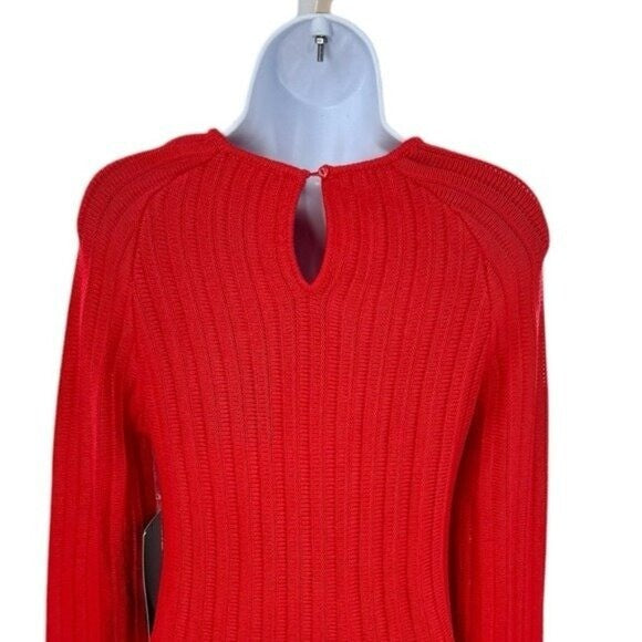 Pomander Place | NEW Red Adi Knit Round Neckline Bell Sleeve Mini Dress Size XS