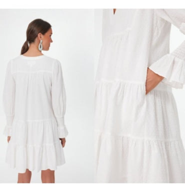 Pomander Place | NEW White Swiss Dot Kenzo Mini Dress Size XS