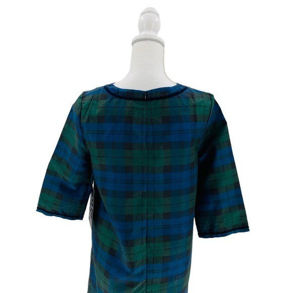 Tuckernuck | NEW Jamie Velvet Trimmed Plaid Blackwatch Midi Dress Size S