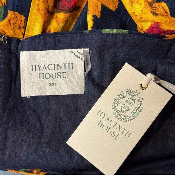 Hyacinth House NEW Navy & Marigold Floral Ruffle Margot Maxi Dress Size XXL
