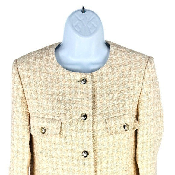 Anine Bing NEW Janet Tweed Houndstooth Pink Ivory Blazer Jacket Size XS