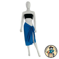 AEXAE Linen Wrap Beach Sarong Swim Cover Up Midi Skirt Pareo Ibiza Blue One Size