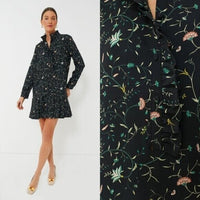 Tuckernuck NEW Campden Vine Tate Black Long Sleeve Pleated Mini Dress Size M