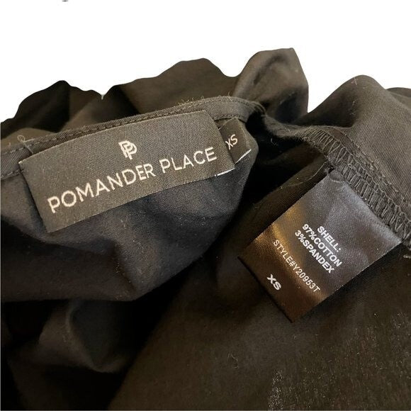 Pomander Place | NEW Easton Swing V Neck Long Sleeve Blouse in Black Size XS