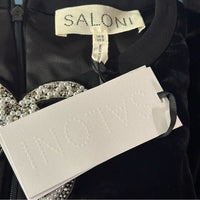 Saloni NEW Velvet Camille Bows Long Sleeve Formal Elegant Midi Dress Size 2