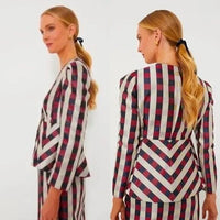 Tuckernuck NEW Bordeaux Check Jacquard Zoey Top Jacket Size L