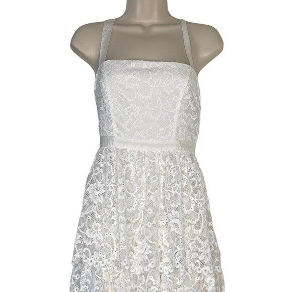 REVOLVE NBD Formal White Lace Love My Way Side Slit Maxi Dress Gown Size XXS