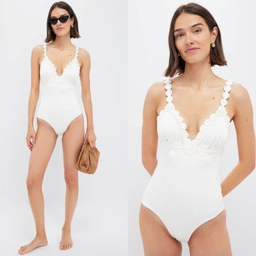 Ancora NEW Ivory Euphoria Blanc One Piece Moderate Coverage Swimsuit Size L