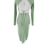 Petal and Pup NEW Milleri Knit Bodycon Open Back Dress in Sage Green Size 10
