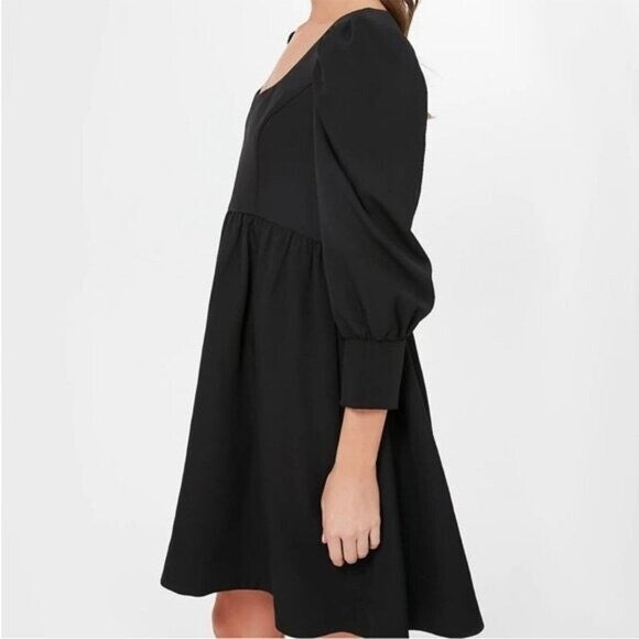 Pomander Place NEW Black Andie Puff Long Sleeve Square Neck Mini Dress Size XS