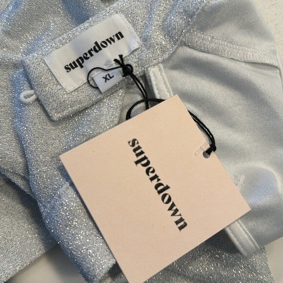 NEW superdown REVOLVE Sophie Metallic Silver Open Back Crop Top Size XL