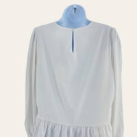 Pomander Place | NEW White Carlota Long Blouson Sleeve Peplum Blouse Size S