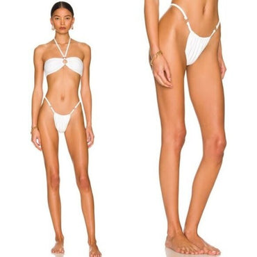 superdown | NEW Ana Cheeky Bikini Swim Bottom in White Size M