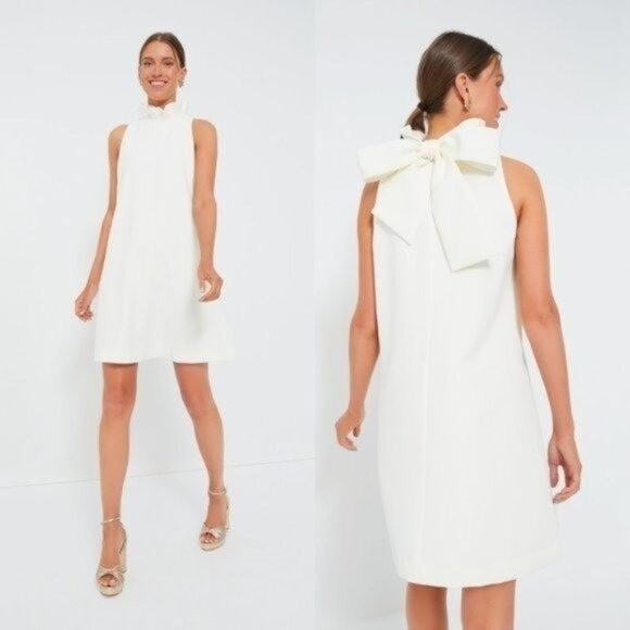 Tuckernuck NEW Ivory Blythe Bow Ruffle Sleeveless Preppy Mini Dress Size XS