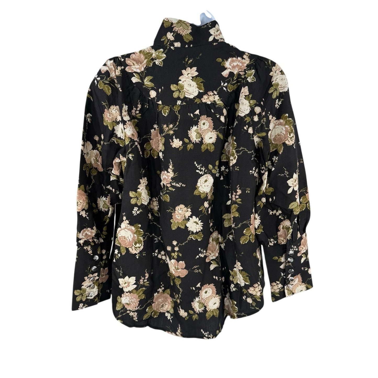 Tuckernuck NEW Midnight Garden Black Floral Collared Corrigan Blouse Top Size XS