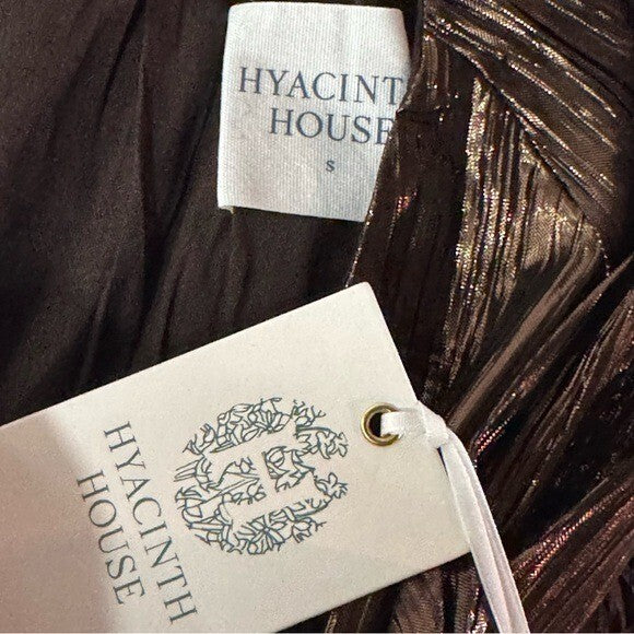 Hyacinth House | NEW Bronze Metallic Plisse Dorinda Midi Dress Size S