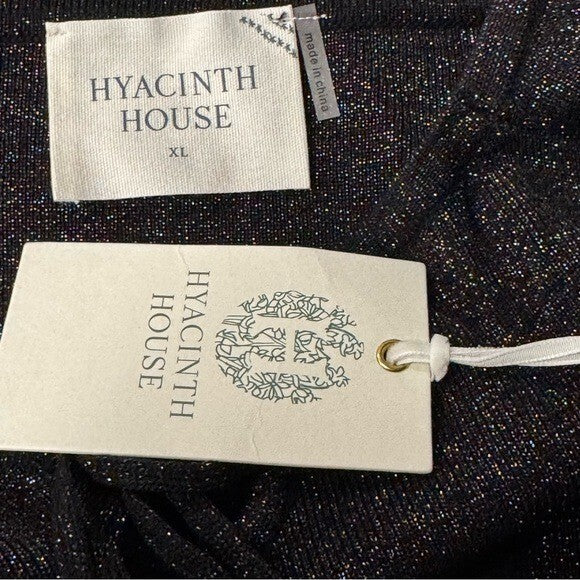 Hyacinth House NEW Black Metallic Long Sleeve Selena Knit Mini Dress Size XL