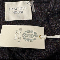 Hyacinth House NEW Black Metallic Long Sleeve Selena Knit Mini Dress Size XL