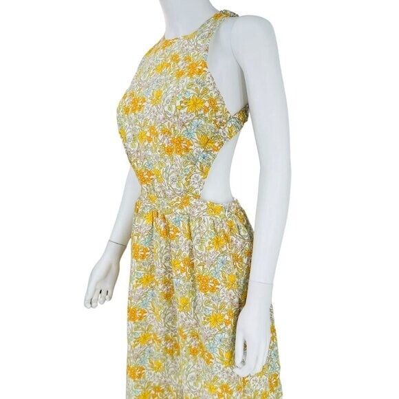 Hyacinth House NEW Yellow Pastel Retro Floral Maggie Maxi Dress Size Small