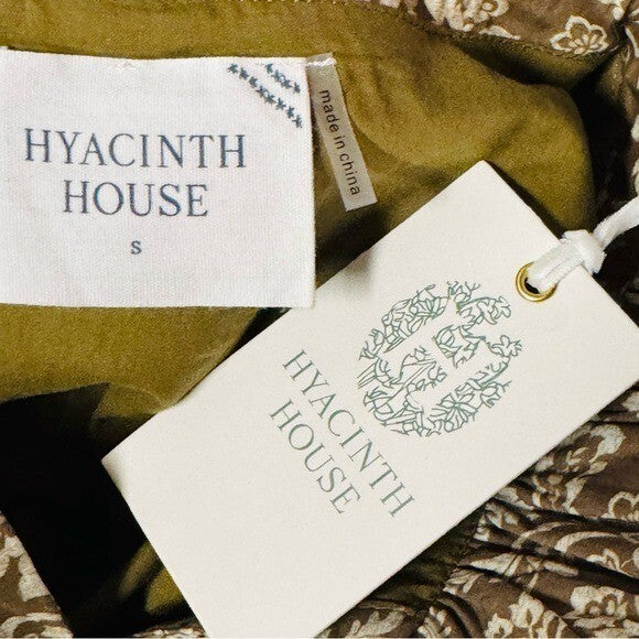 Hyacinth House | NEW Moss Printed Russell Mini Dress in Olive Size S