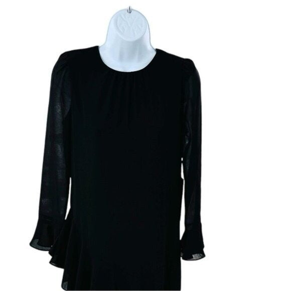 Tuckernuck NEW Black Sasha Long Sleeve Formal Ruffle Party Midi Dress Size S