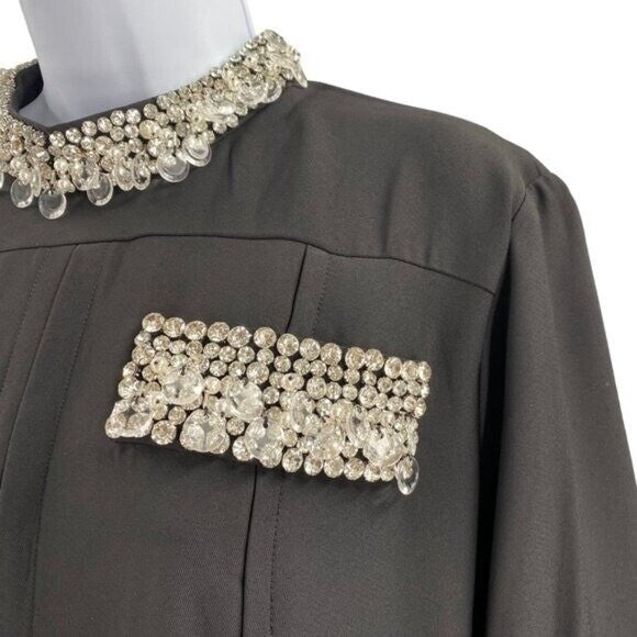 Tuckernuck NEW Embellished Black Hoyt Rhinestone Long Sleeve Mini Dress Size 3XL