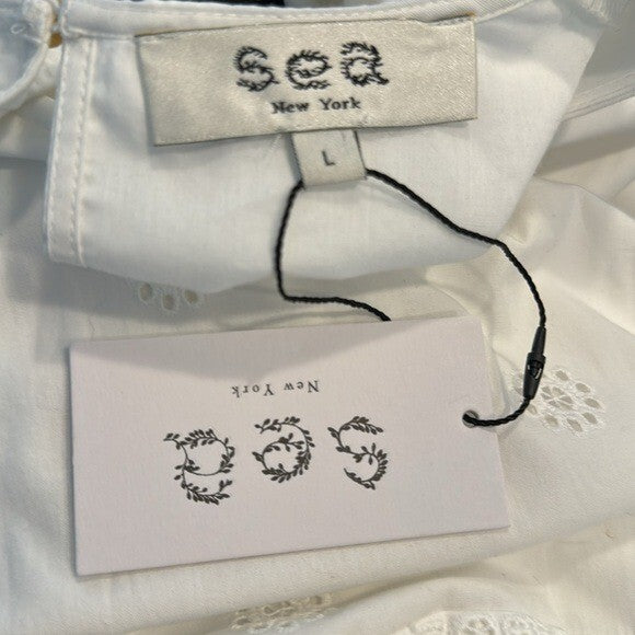 Sea New York NEW White Elysse Embroidery Oversized Short Sleeve Tunic Size Large