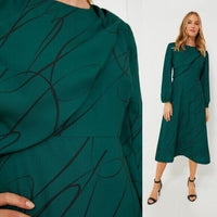 Tuckernuck NEW Pine Twombly Draped Macie Long Sleeve Formal Midi Dress Size S