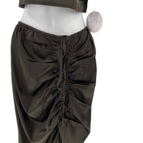 Mable x Petal & Pup NEW Angelique Open Back Crop Two Piece Set Midi Dress Size L