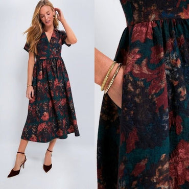 Tuckernuck NEW Persimmon Floral Jacquard Adelaide Formal Midi Dress Size XXL
