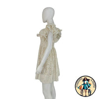 Lug Von Siga NEW Ivory Valery Eyelet Lace Square Neck Mini Dress Size 6