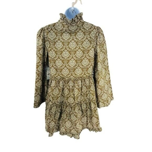 Hyacinth House | NEW Moss Printed Russell Mini Dress in Olive Size XS