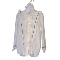 Tuckernuck NEW White Hazel Victorian Ruffle Mock Neck Button Down Blouse Size S