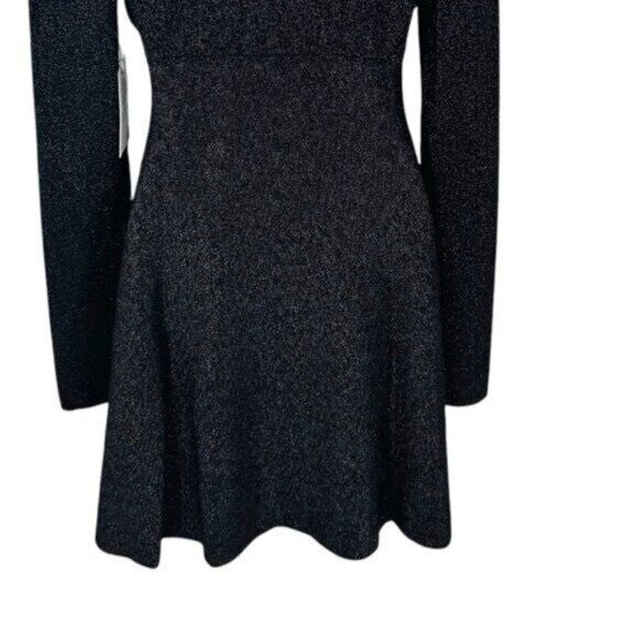Hyacinth House NEW Black Metallic Long Sleeve Selena Knit Mini Dress Size S