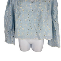 Tuckernuck NEW Airy Blue Eyelet Daniella Lace Flared sleeve Blouse Top Size XXL