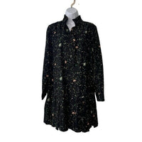 Tuckernuck NEW Campden Vine Tate Black Long Sleeve Pleated Mini Dress Size M