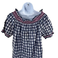 Tuckernuck NEW Tnuck Beach Embroidered Blue Check Gingham Toulon Coverup Size M