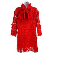 Tuckernuck | NEW Red Guipure Lace Daphne Three-quarter Sleeve Mini Dress Size XS