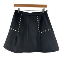 Tuckernuck NEW Gold Stud Mod Black A Line Equestrian Preppy Mini Skirt Size XS