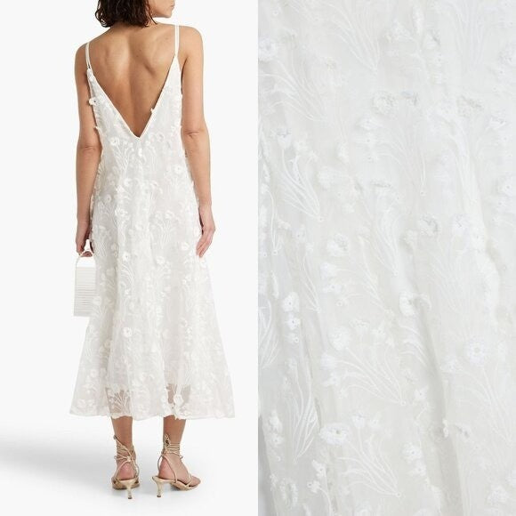 AGUA BY AGUA BENDITA Hierbaluisa Diente De Leon Anecer Emroidered Midi Dress XS