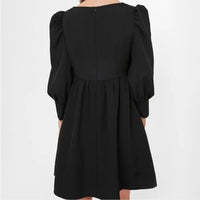 Pomander Place NEW Black Andie Puff Long Sleeve Square Neck Mini Dress Size XS